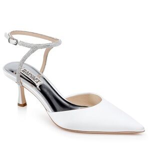 Badgley Mischka Women's White Satin Heels